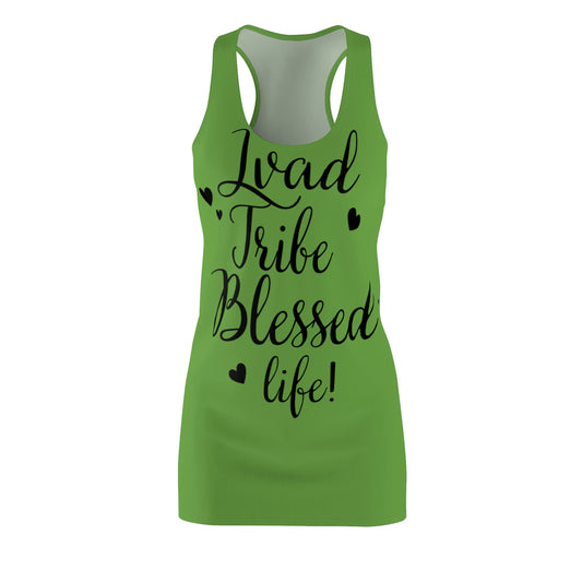 Lvad Tribe Blessed Life Green Women's Cut & Sew Racerback Dress (AOP)