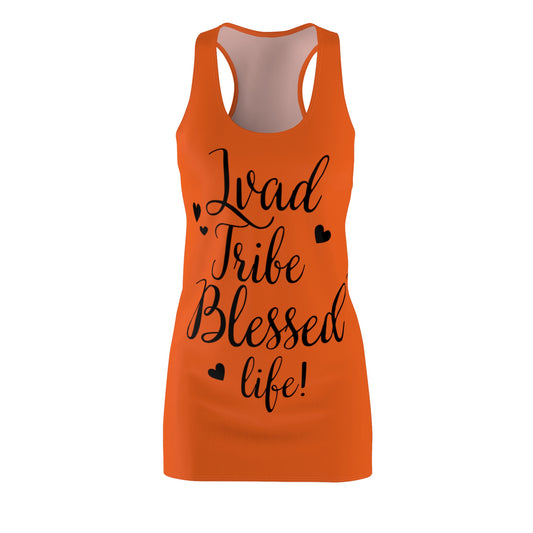 Lvad Tribe Blessed Life Orange  Women's Cut & Sew Racerback Dress (AOP)