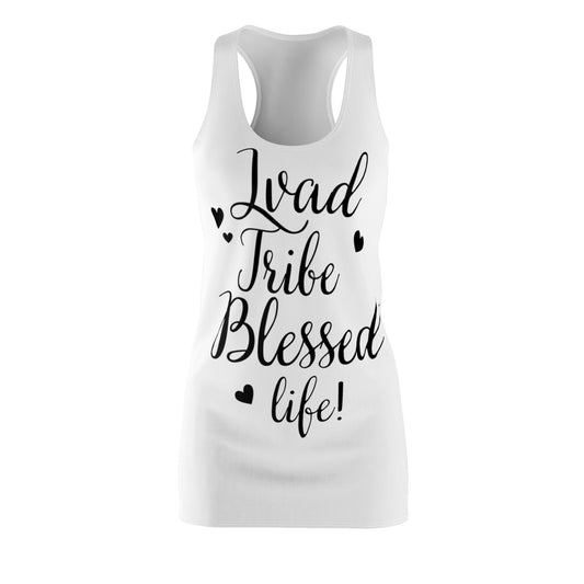 Lvad Tribe Blessed Life White Women's Cut & Sew Racerback Dress (AOP)