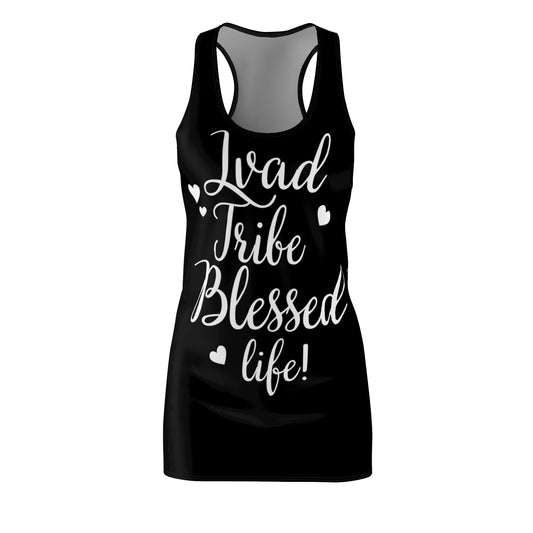 Lvad Tribe Blessed Life Blk Women's Cut & Sew Racerback Dress (AOP)